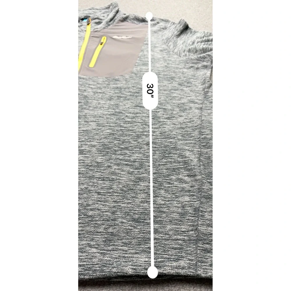 Eddie Bauer First Ascent Mens T2XL 1/4 Zip Fleece Pullover Gray Space Dye‎